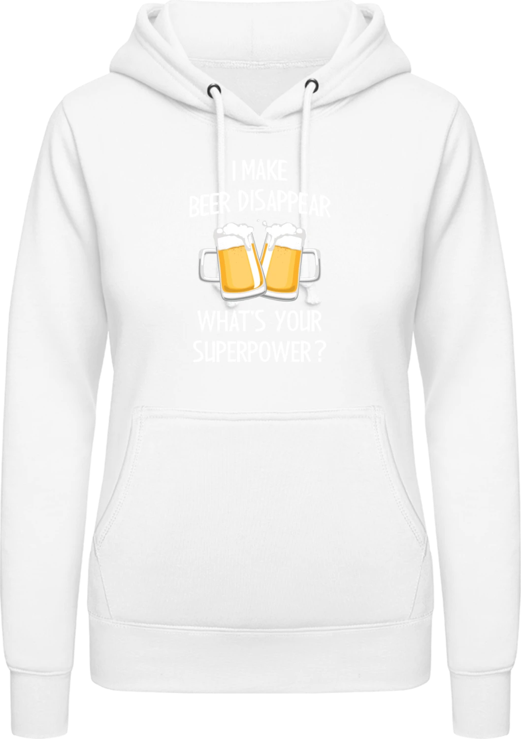 I Make Beer Dissappear - Arctic white AWDis ladies hoodie - Front