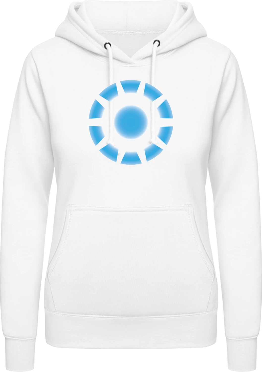 Blue Reactor Core - Arctic white AWDis ladies hoodie - Front