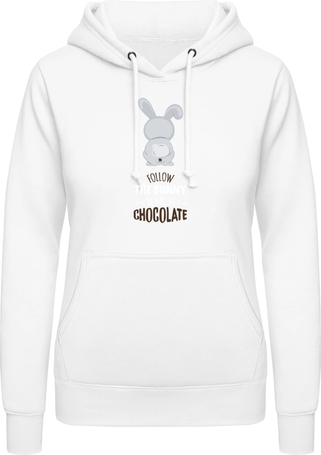 Follow The Bunny He Has The Chocolate - Arctic white AWDis ladies hoodie - Front