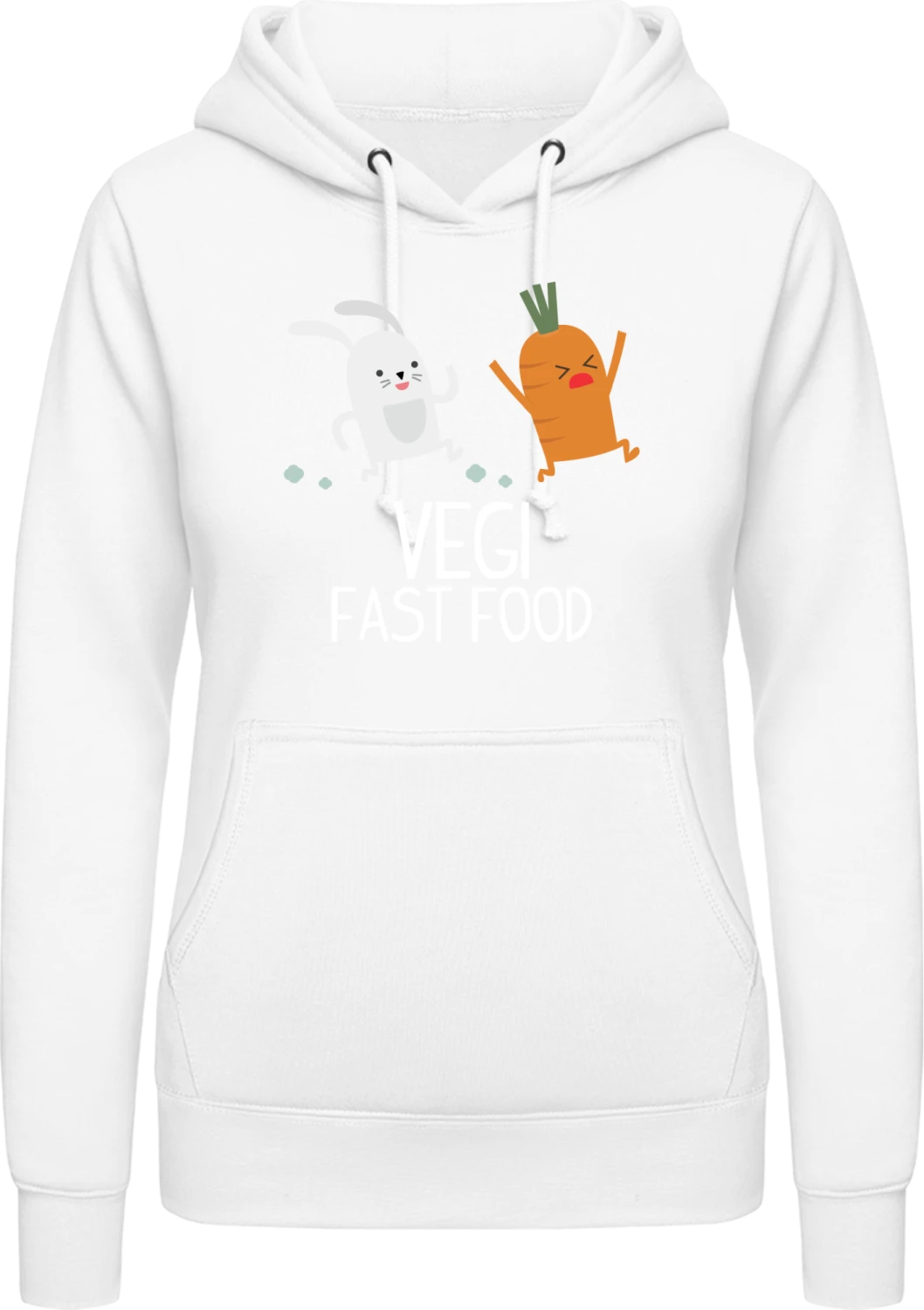 Vegi Fast Food - Arctic white AWDis ladies hoodie - Front