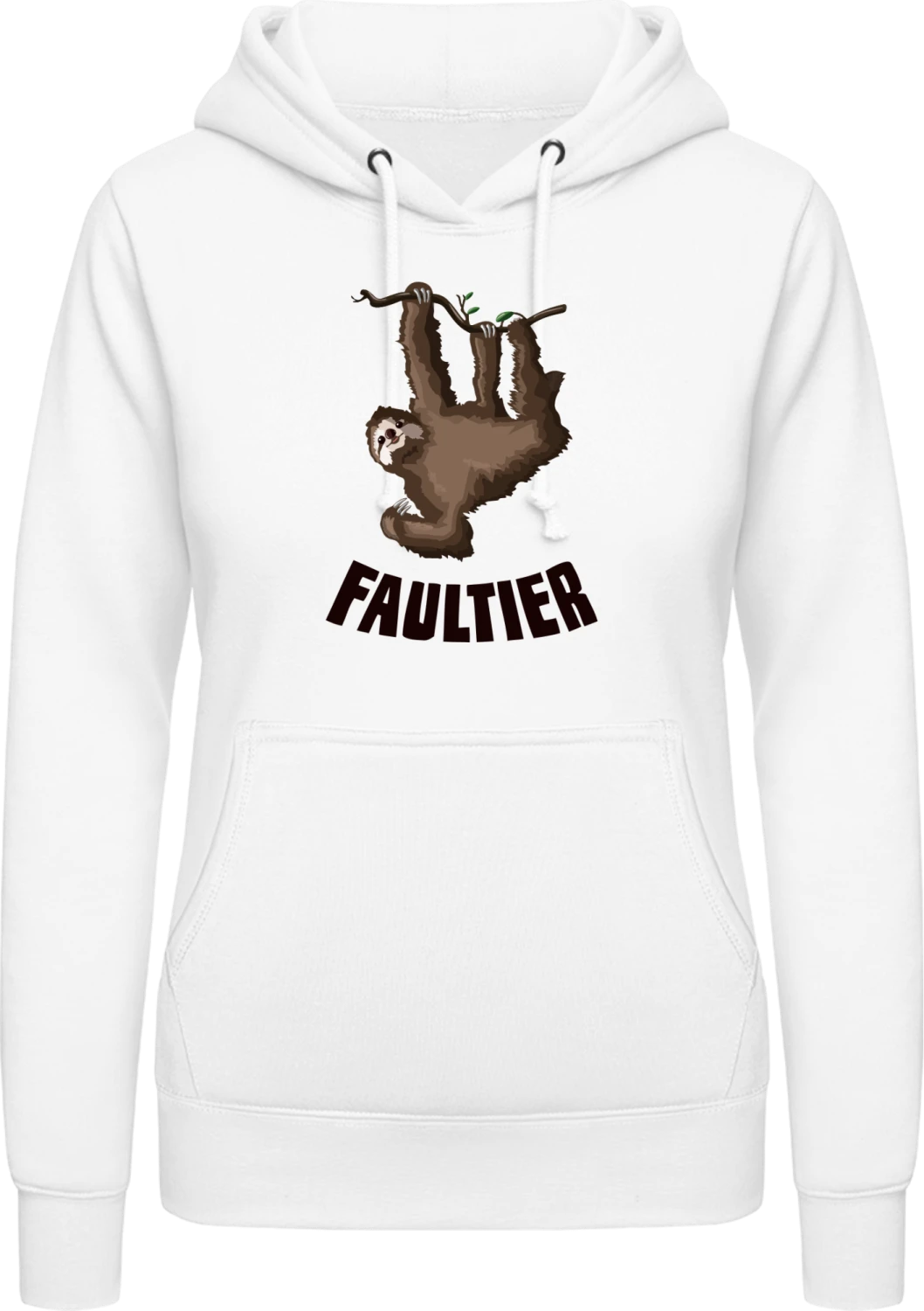 Faultier Illu - Arctic white AWDis ladies hoodie - Front