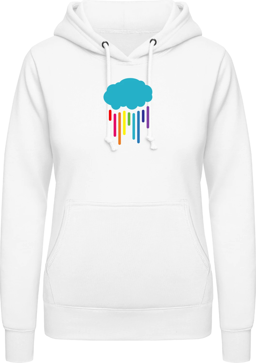 Cloud Rainbow Rain - Arctic white AWDis ladies hoodie - Front