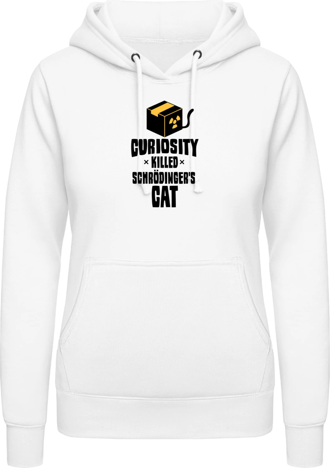 Curiosity Killed Schrödinger's Cat - Arctic white AWDis ladies hoodie - Front