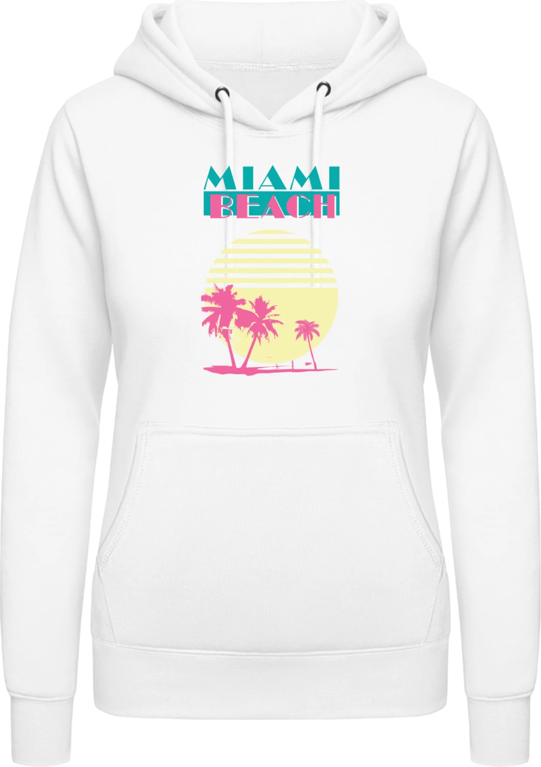 Miami Beach Sunset - Arctic white AWDis ladies hoodie - Front