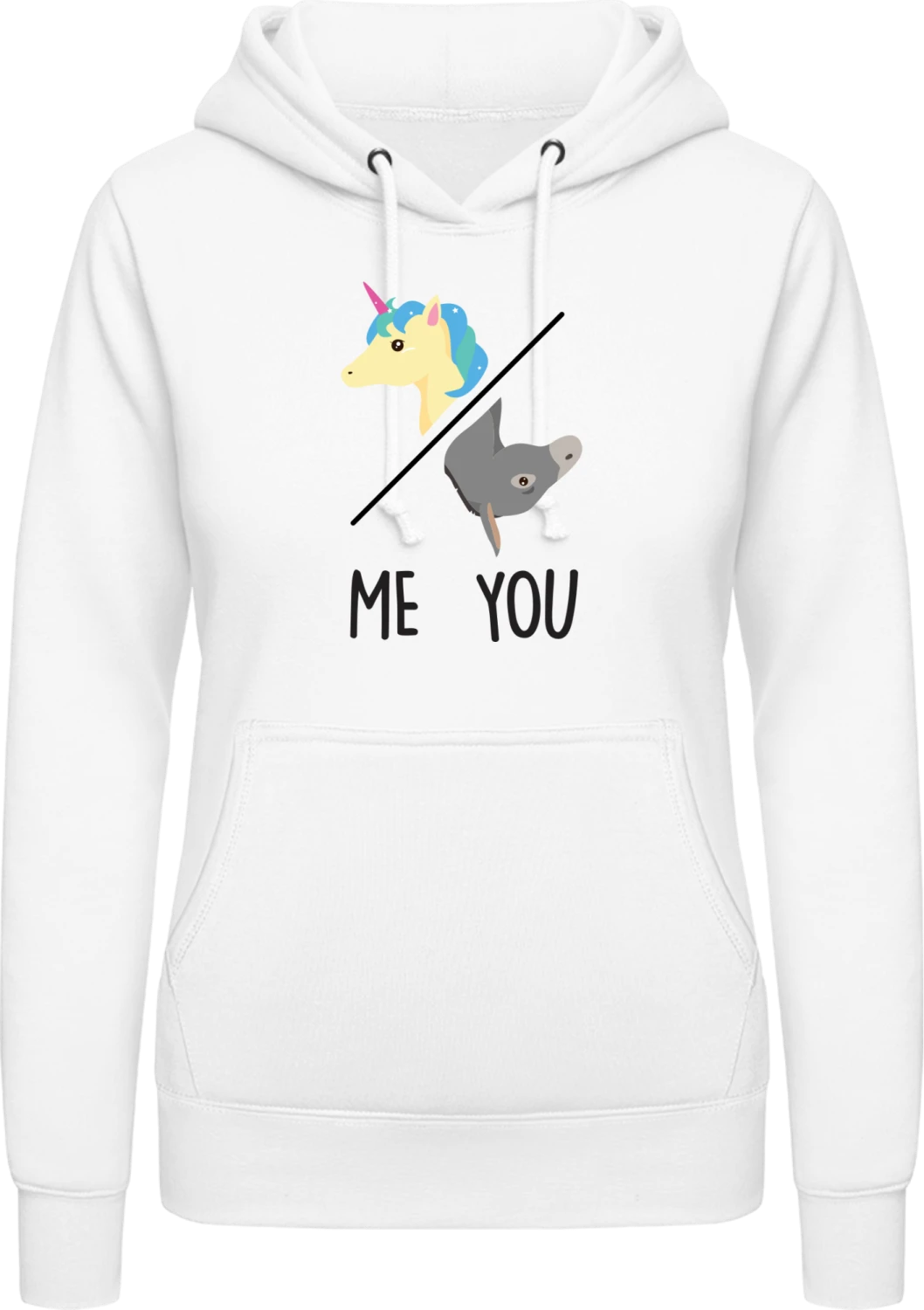 Me Unicorn You Donkey - Arctic white AWDis ladies hoodie - Front