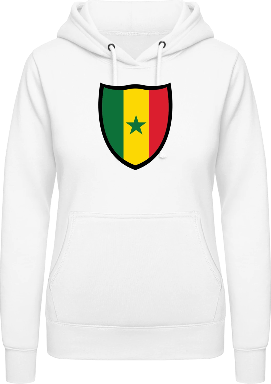 Senegal Flag Shield - Arctic white AWDis ladies hoodie - Front