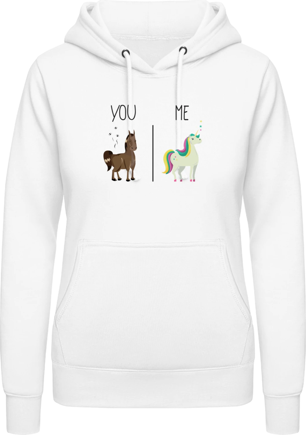 You And Me Horse And Unicorn - Arctic white AWDis ladies hoodie - Front