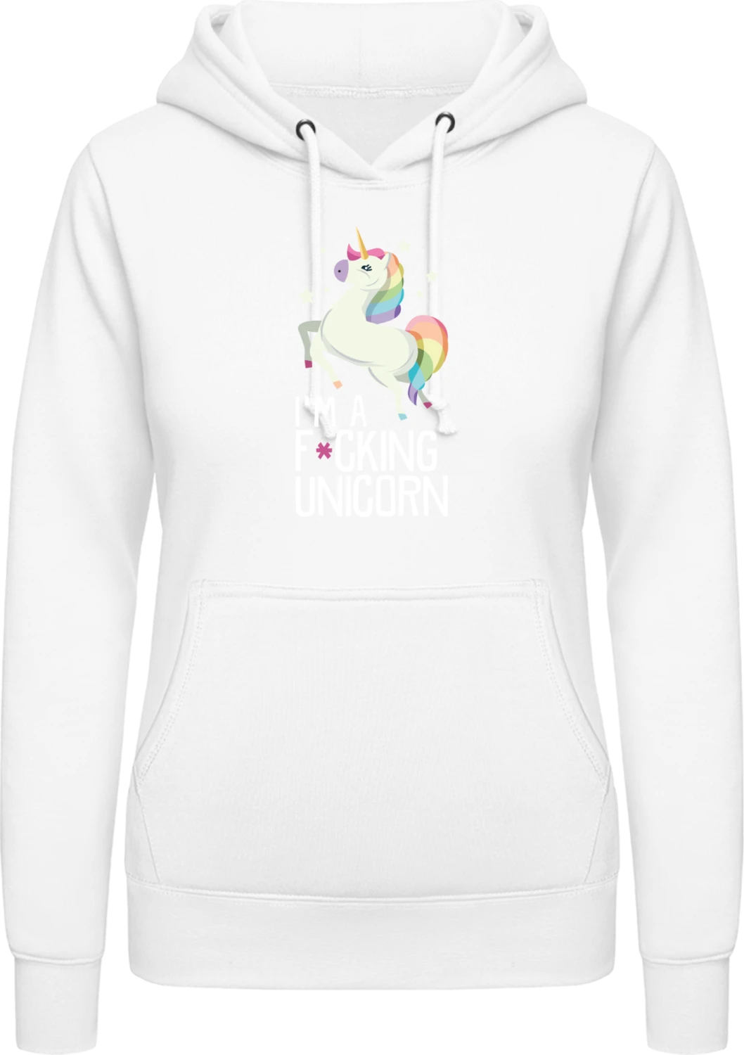 I'm A F*cking Unicorn - Arctic white AWDis ladies hoodie - Front