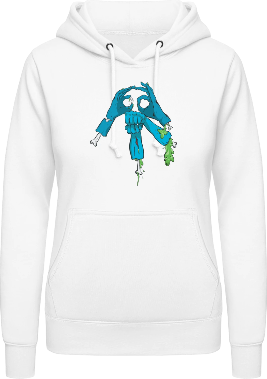 Zombie Hands Skull - Arctic white AWDis ladies hoodie - Front