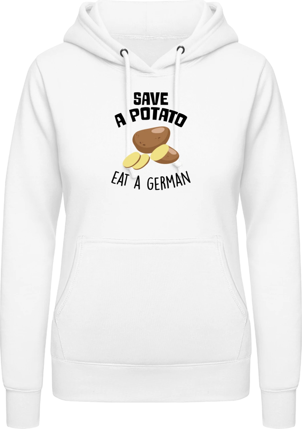 Save A Potato - Arctic white AWDis ladies hoodie - Front