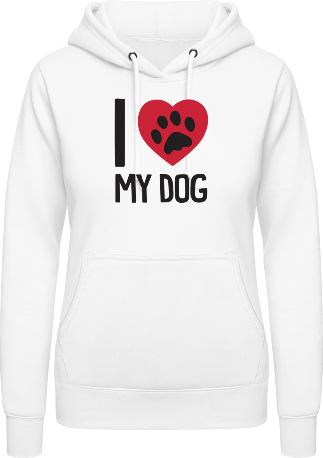 I Love My Dog Paw - Arctic white AWDis ladies hoodie - Front