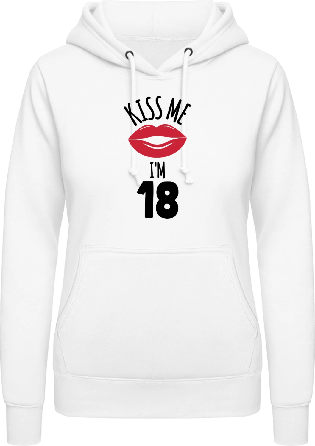 Kiss me I'm 18 - Arctic white AWDis ladies hoodie - Front