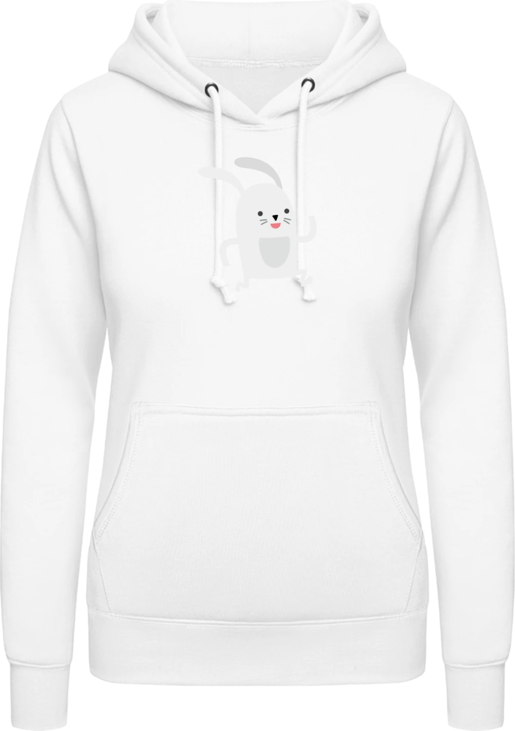 Bunny Character - Arctic white AWDis ladies hoodie - Front