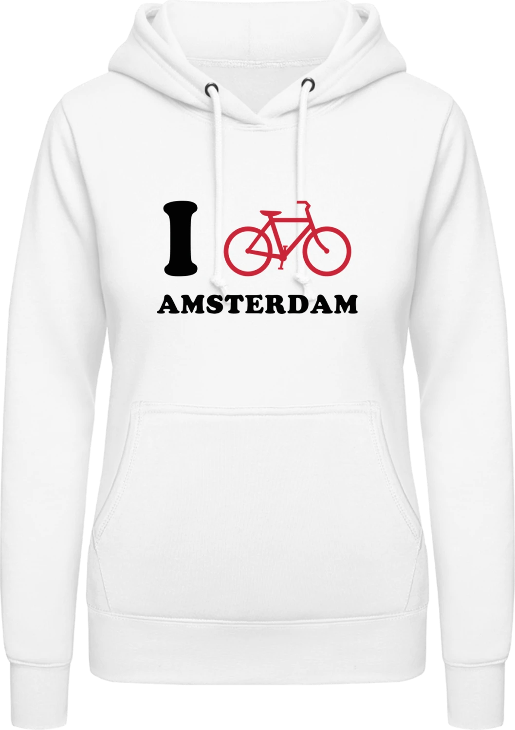 I Love Amsterdam Bicycle - Arctic white AWDis ladies hoodie - Front