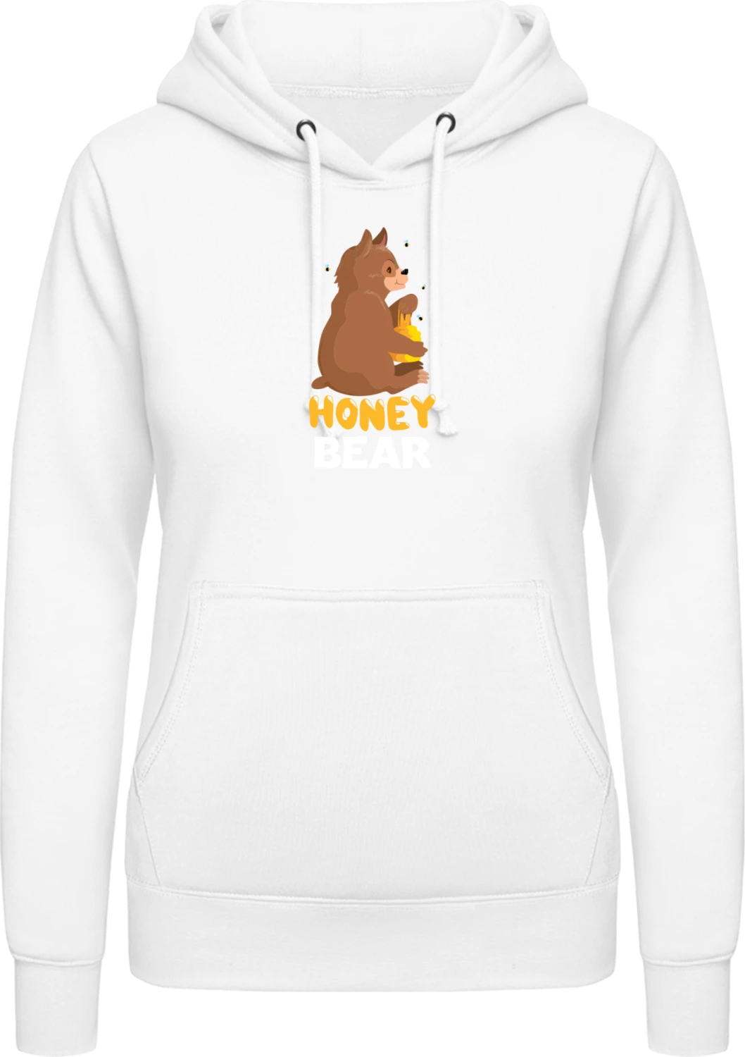 Honey Bear - Arctic white AWDis ladies hoodie - Front