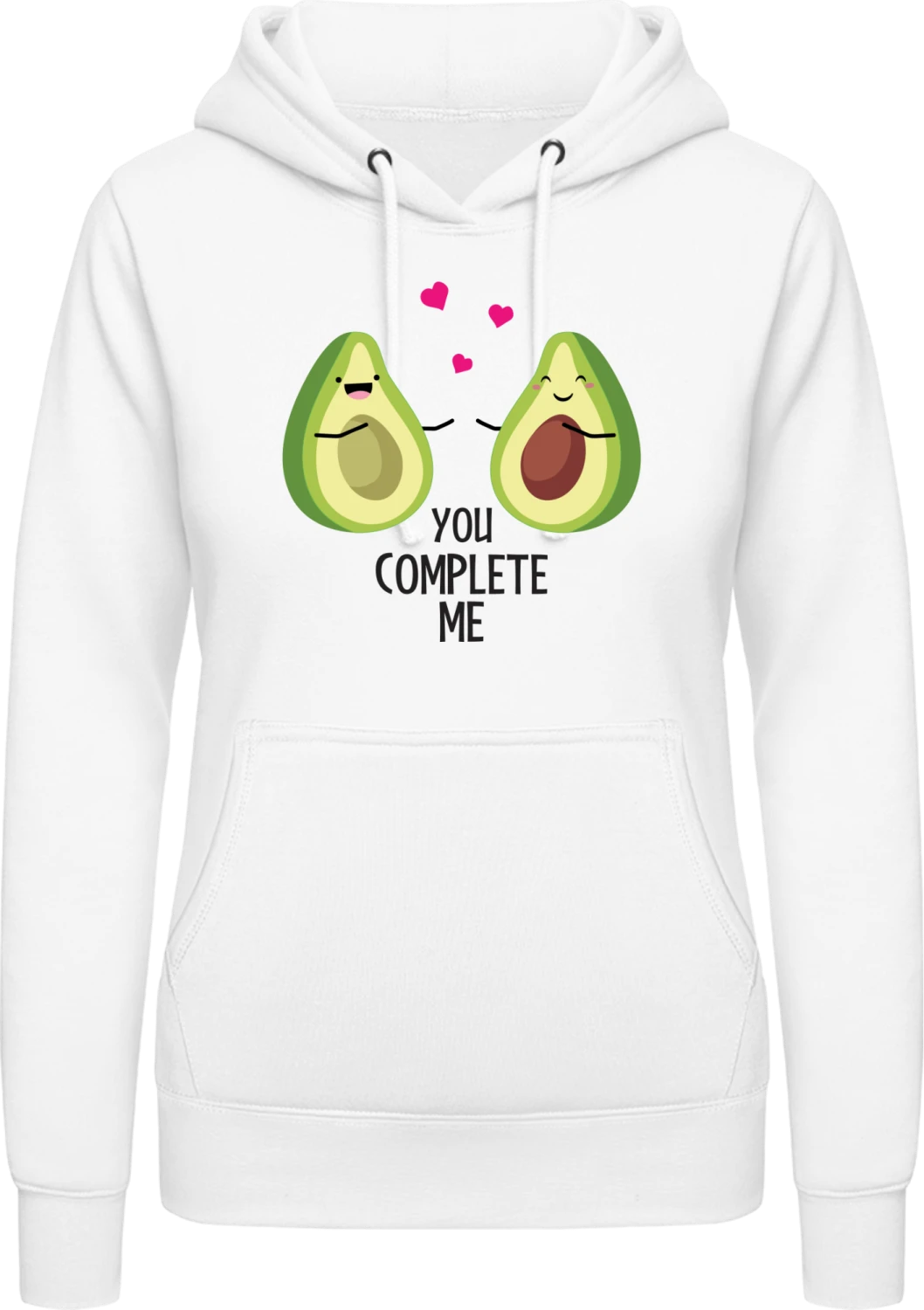 You Complete Me Avocados - Arctic white AWDis ladies hoodie - Front