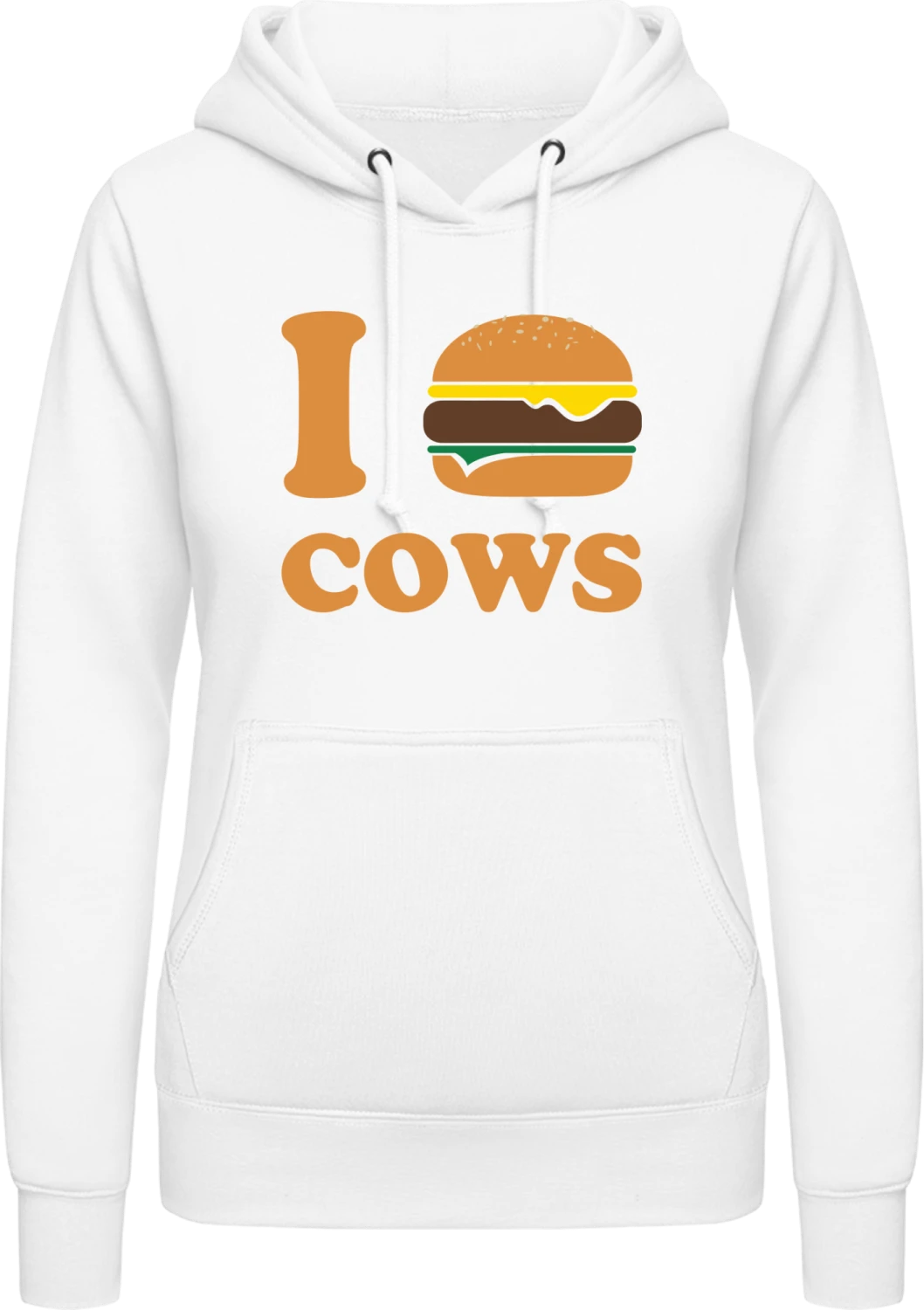 I Eat Cows - Arctic white AWDis ladies hoodie - Front