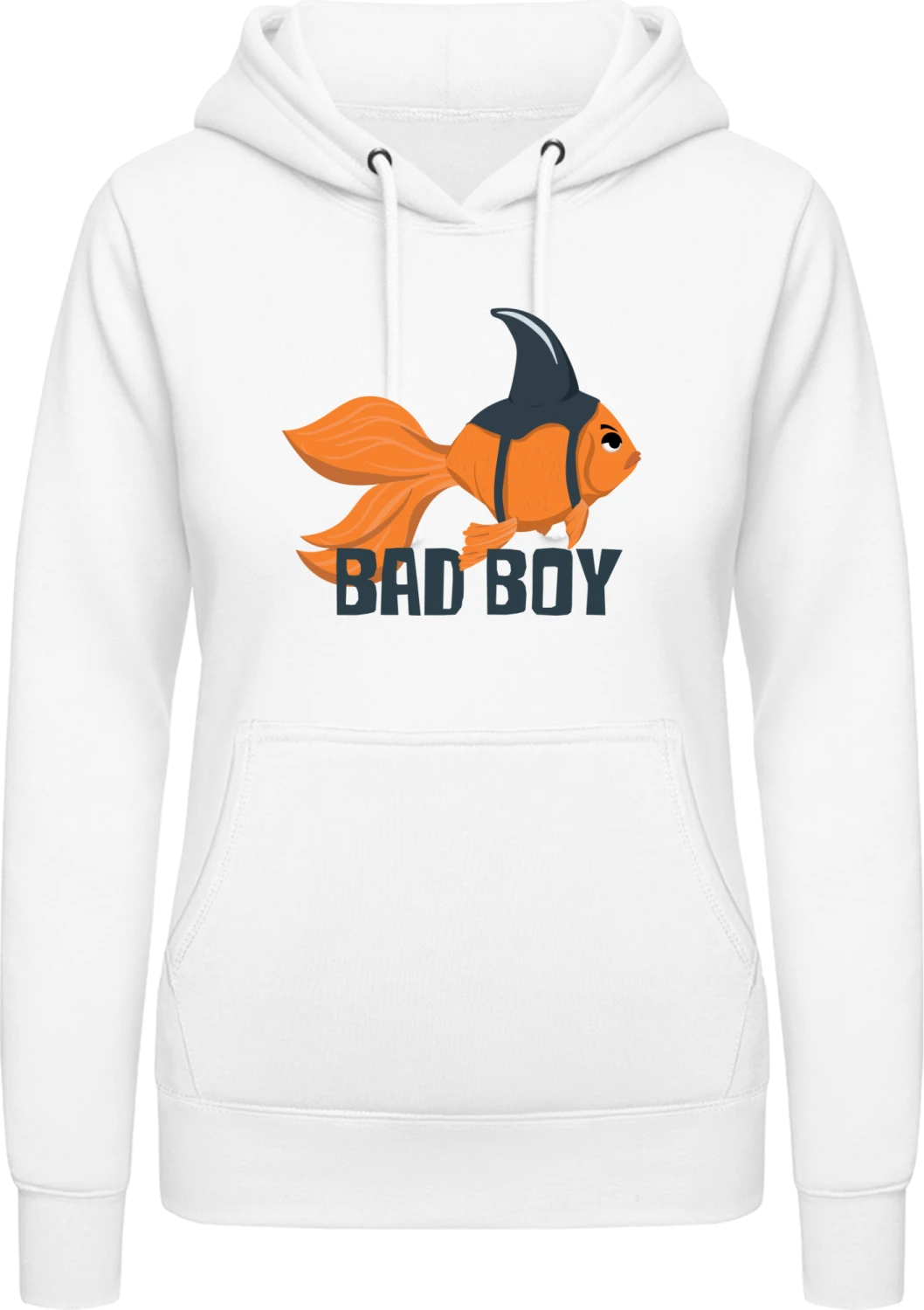 Bad Boy Goldfish - Arctic white AWDis ladies hoodie - Front