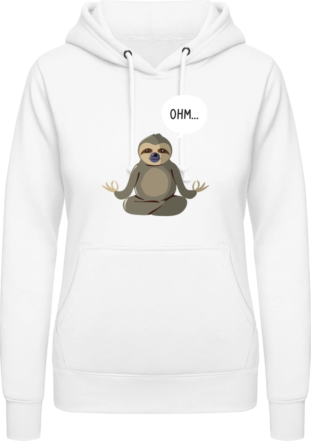 Ohm Sloth - Arctic white AWDis ladies hoodie - Front