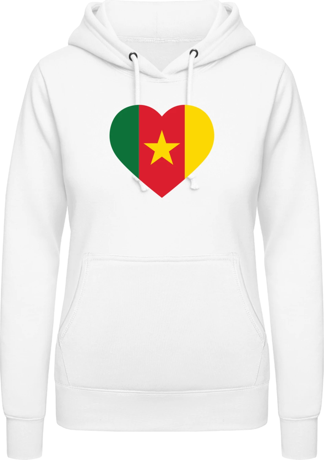 Cameroon Heart Flag - Arctic white AWDis ladies hoodie - Front