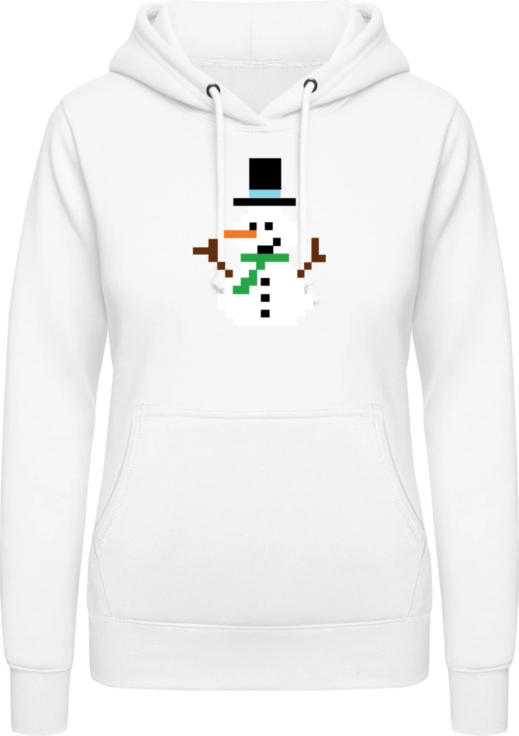 Pixel Snowman - Arctic white AWDis ladies hoodie - Front