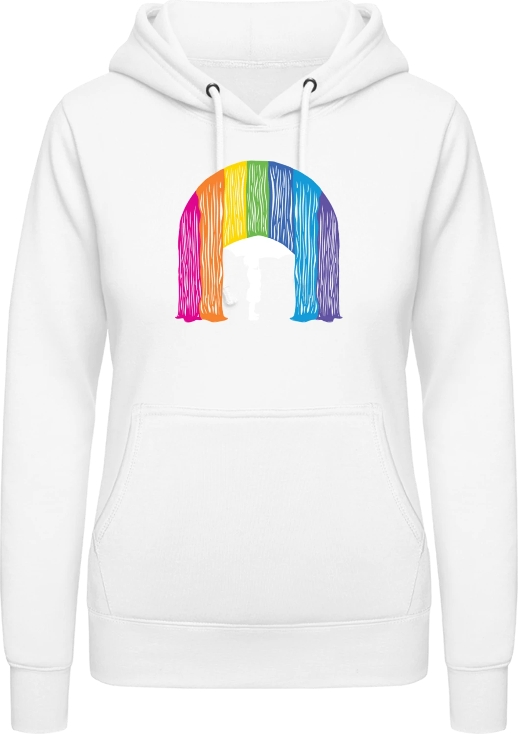 Girl In The Rain-bow - Arctic white AWDis ladies hoodie - Front