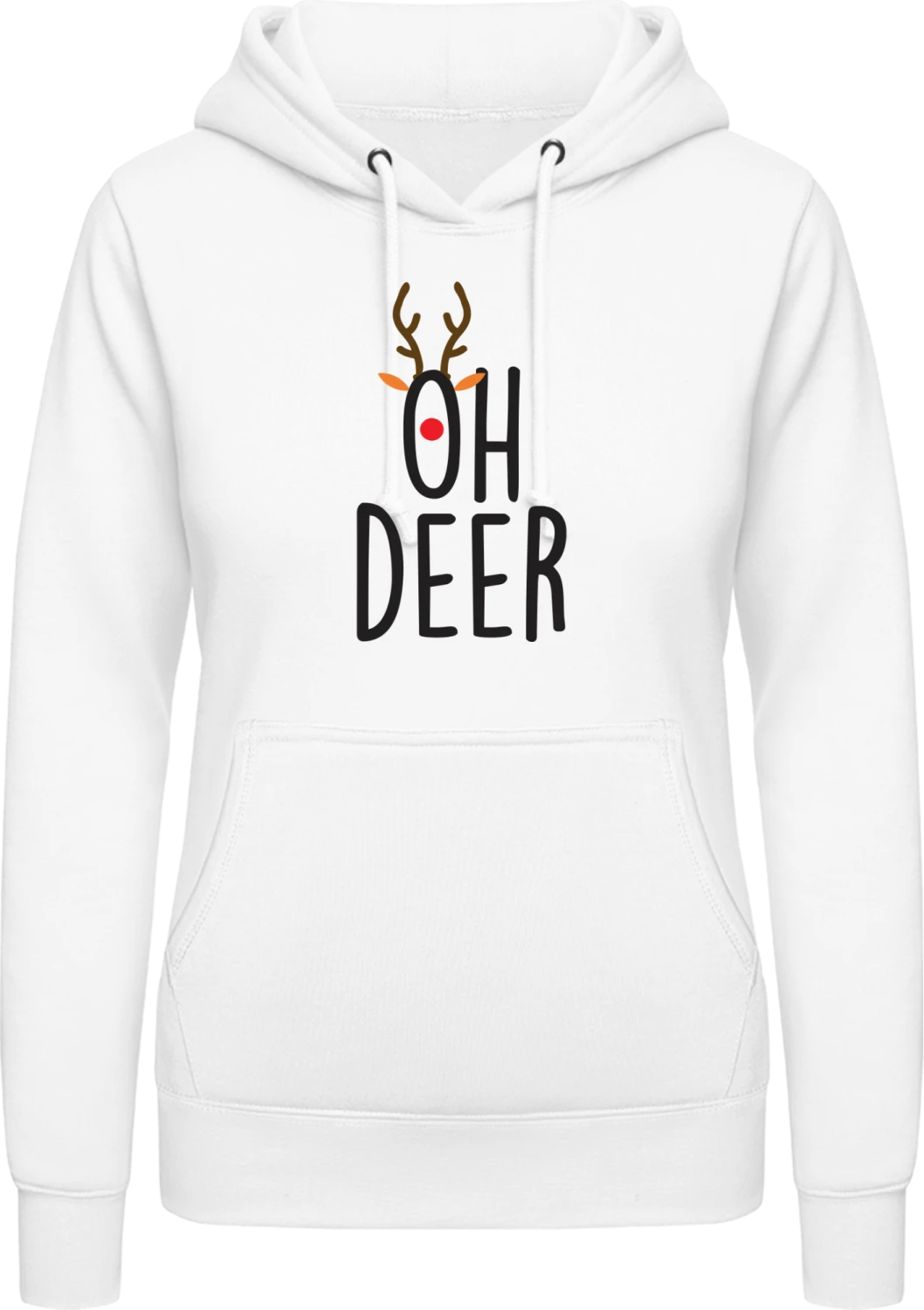 Oh Deer - Arctic white AWDis ladies hoodie - Front