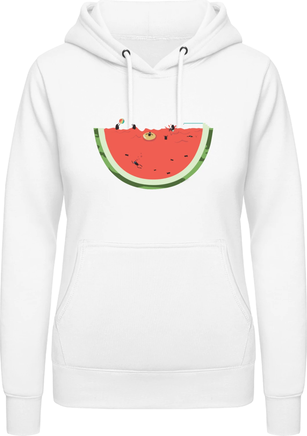 Watermelon Pool Party - Arctic white AWDis ladies hoodie - Front