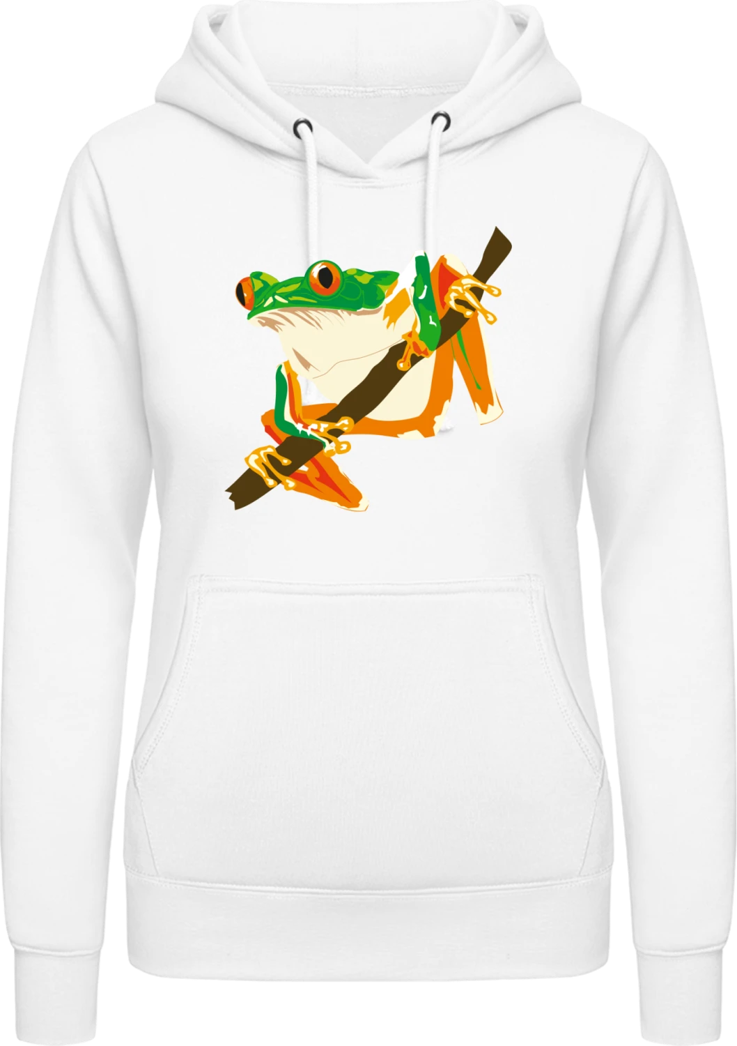 Red Eyed Tree Frog On The Tree - Arctic white AWDis ladies hoodie - Front