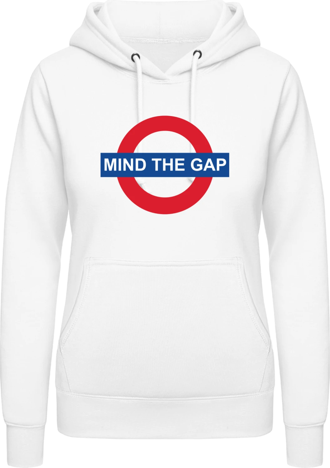 Mind The Gap - Arctic white AWDis ladies hoodie - Front