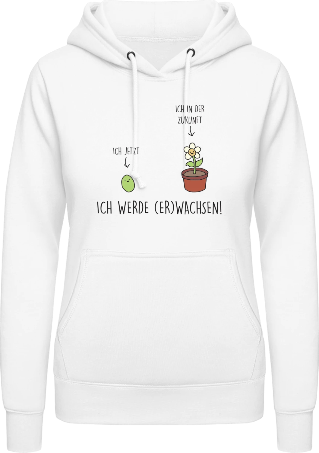 Ich werde Erwachsen! - Arctic white AWDis ladies hoodie - Front