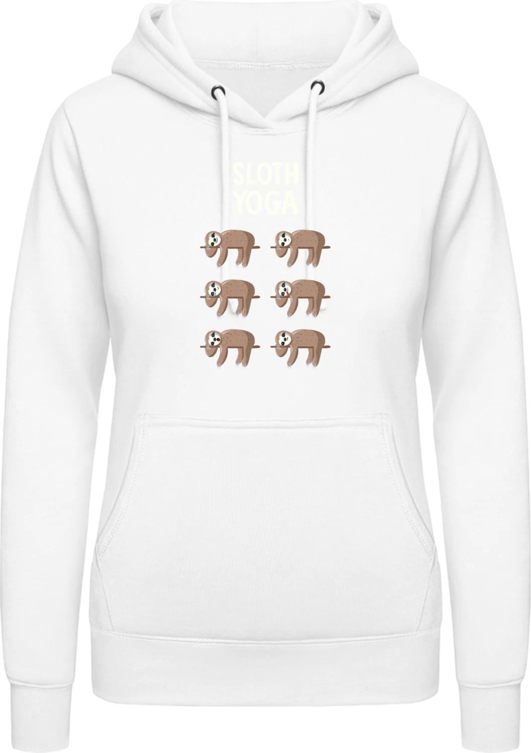 Sloth Yoga Moves - Arctic white AWDis ladies hoodie - Front