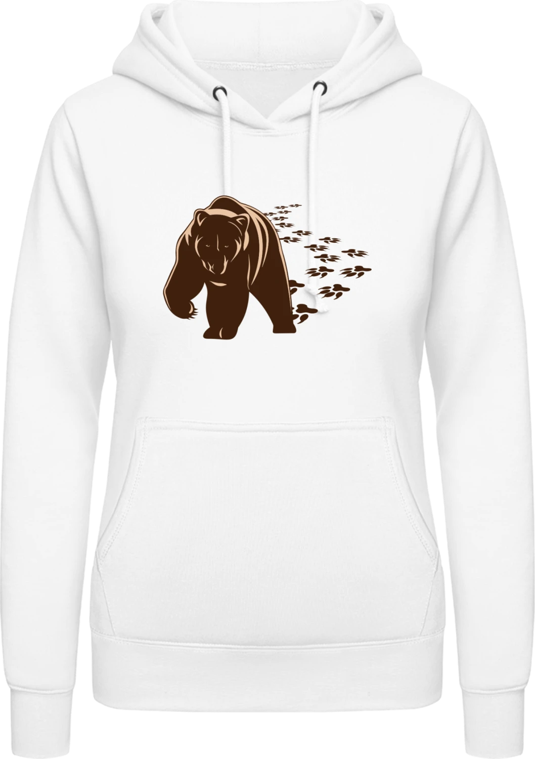 Walking Brown Bear - Arctic white AWDis ladies hoodie - Front