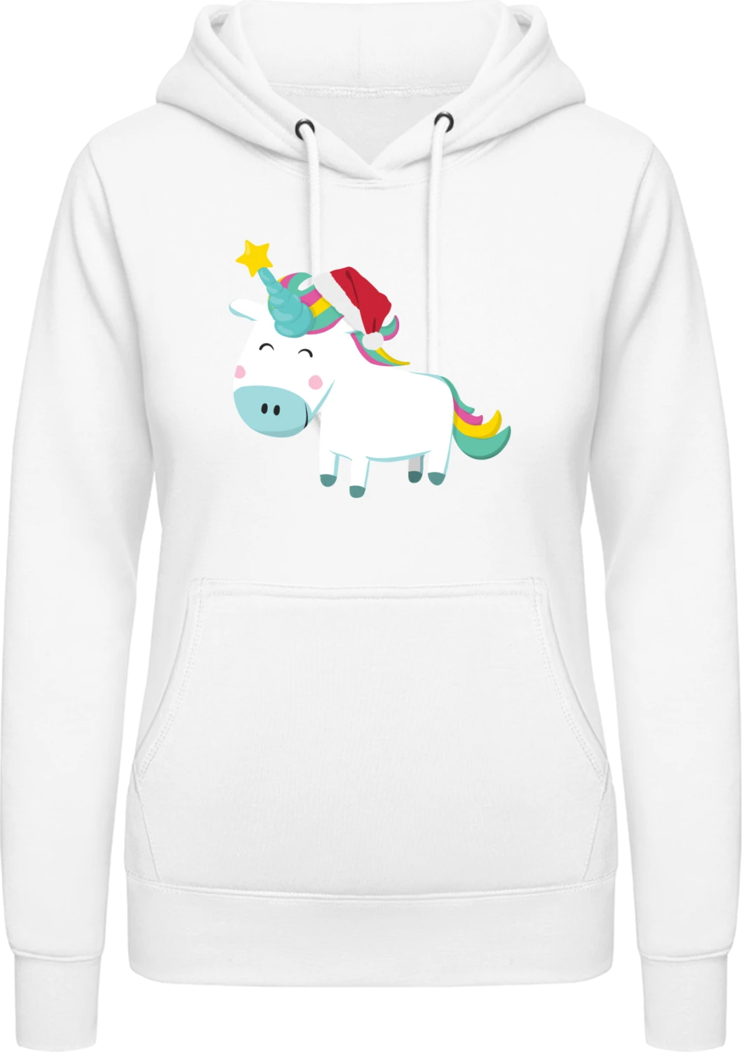 Christmas Unicorn - Arctic white AWDis ladies hoodie - Front