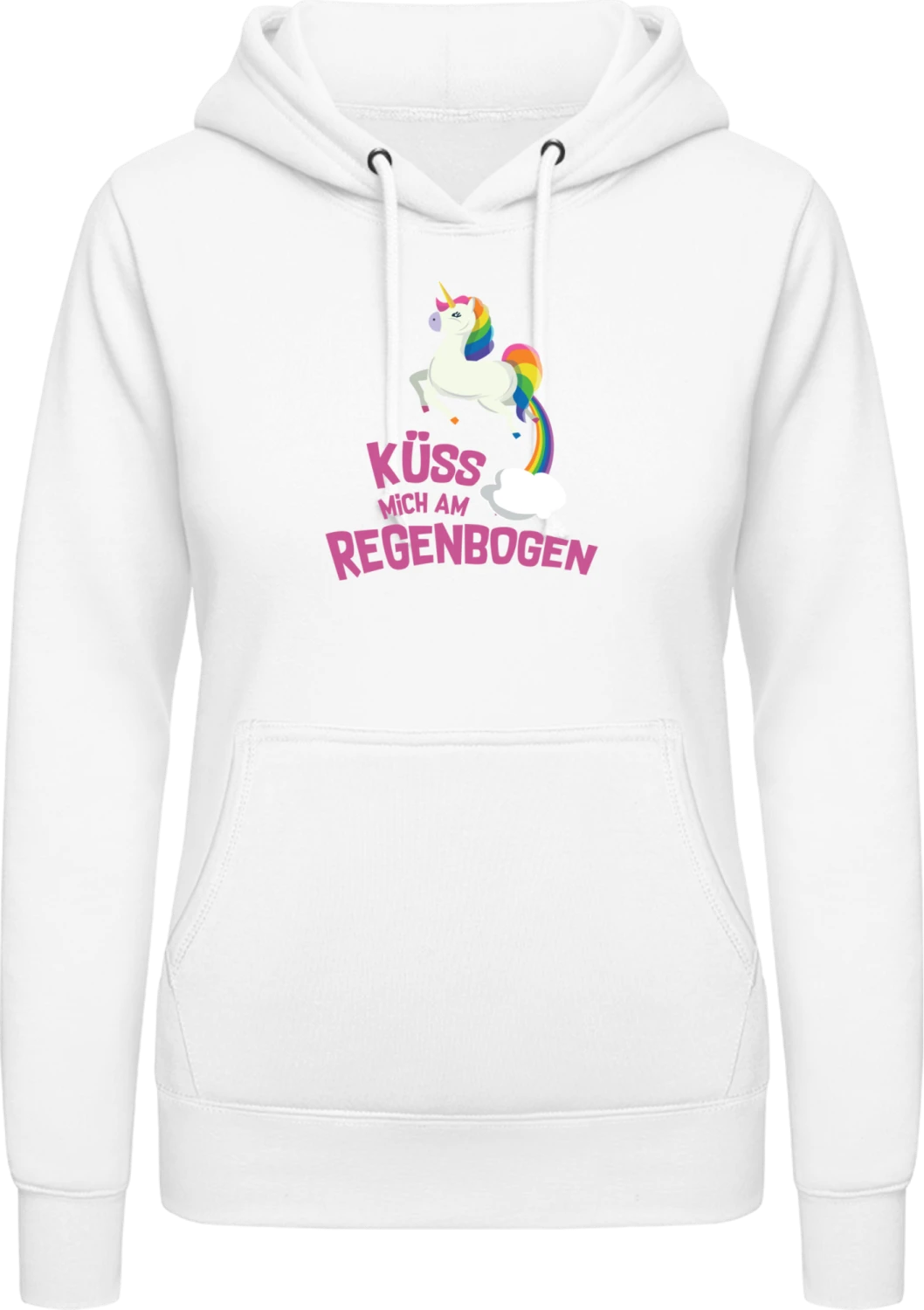 Küss mich am Regenbogen - Arctic white AWDis ladies hoodie - Front