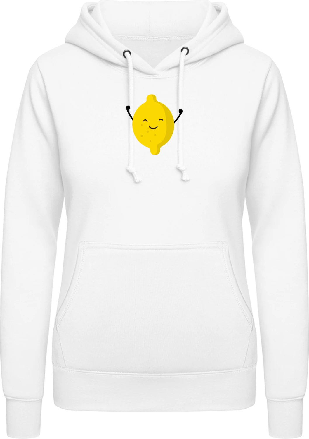 Happy Lemon - Arctic white AWDis ladies hoodie - Front