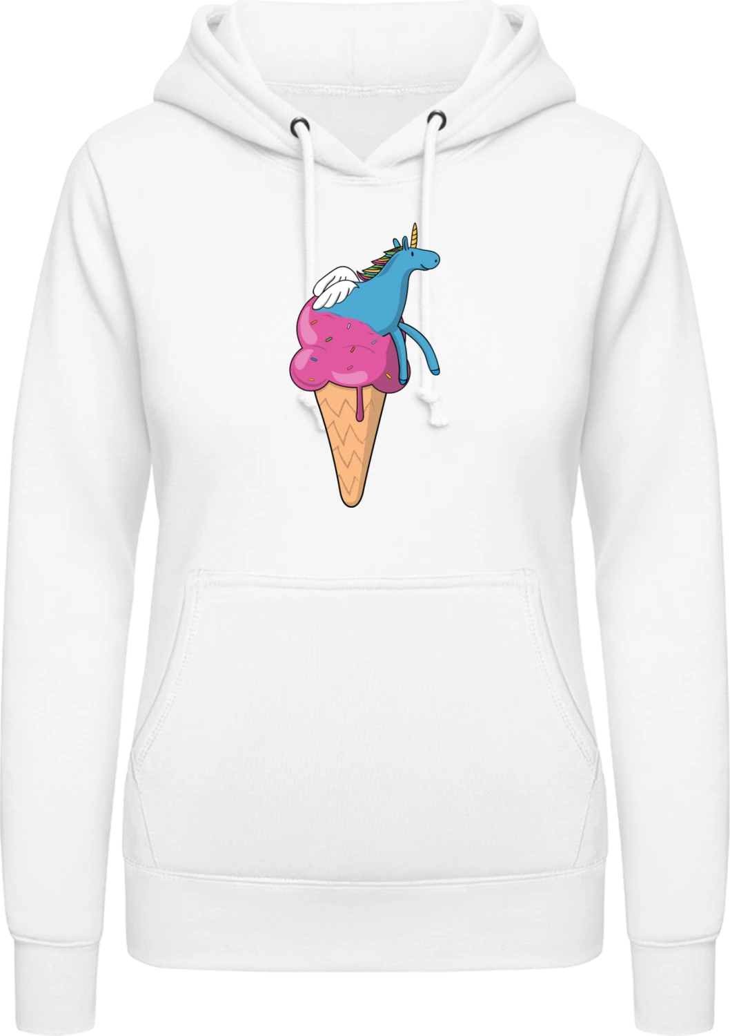 Ice Cream Unicorn - Arctic white AWDis ladies hoodie - Front