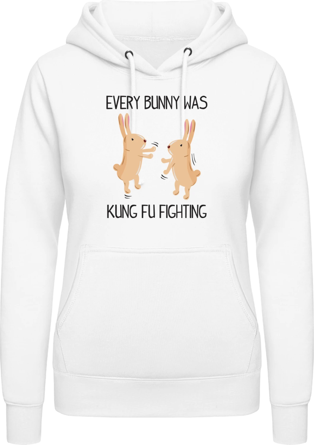 Every Bunny Was Kung Fu Fighting - Arctic white AWDis ladies hoodie - Front