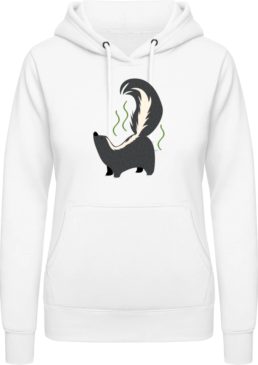 Stinky Skunk - Arctic white AWDis ladies hoodie - Front