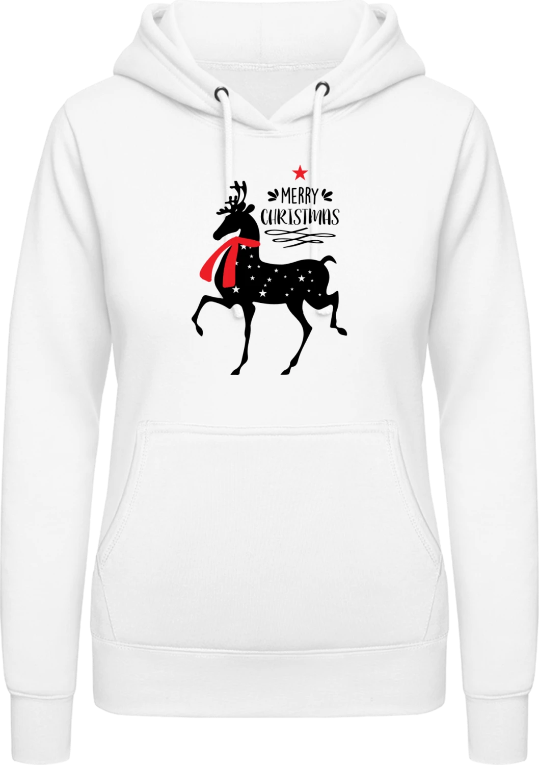 Merry Christmas Reindeer - Arctic white AWDis ladies hoodie - Front