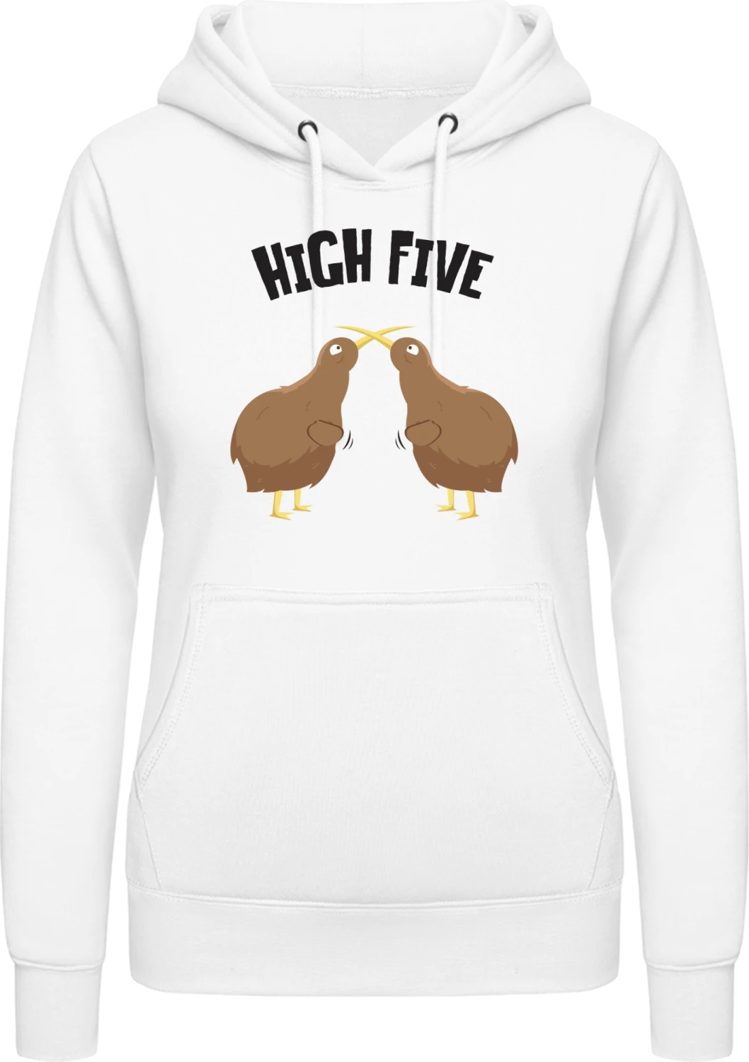 High Five Kiwi Bird - Arctic white AWDis ladies hoodie - Front