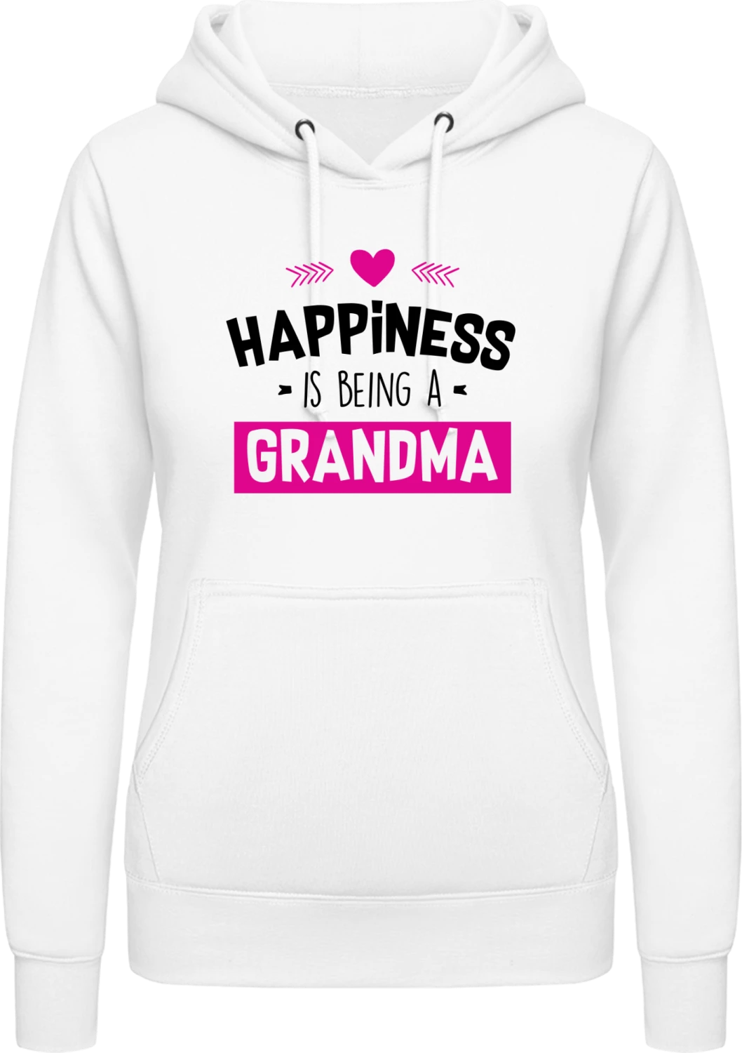 Happiness Is Being A Grandma - Arctic white AWDis ladies hoodie - Front