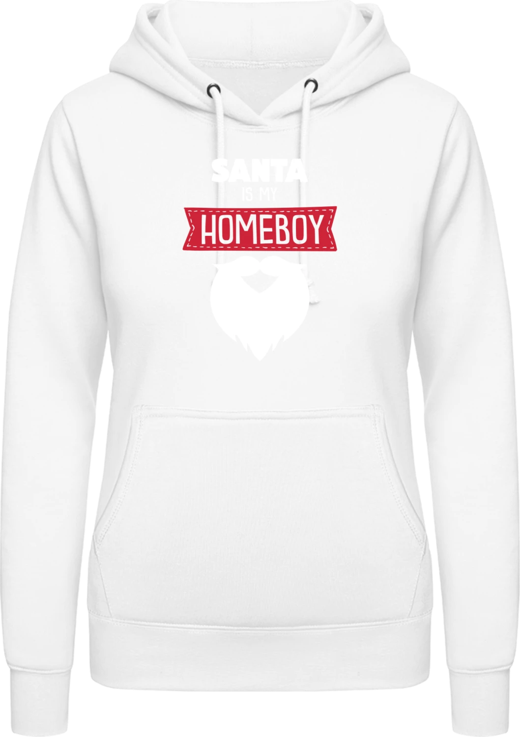 Santa Is My Homeboy Beard - Arctic white AWDis ladies hoodie - Front