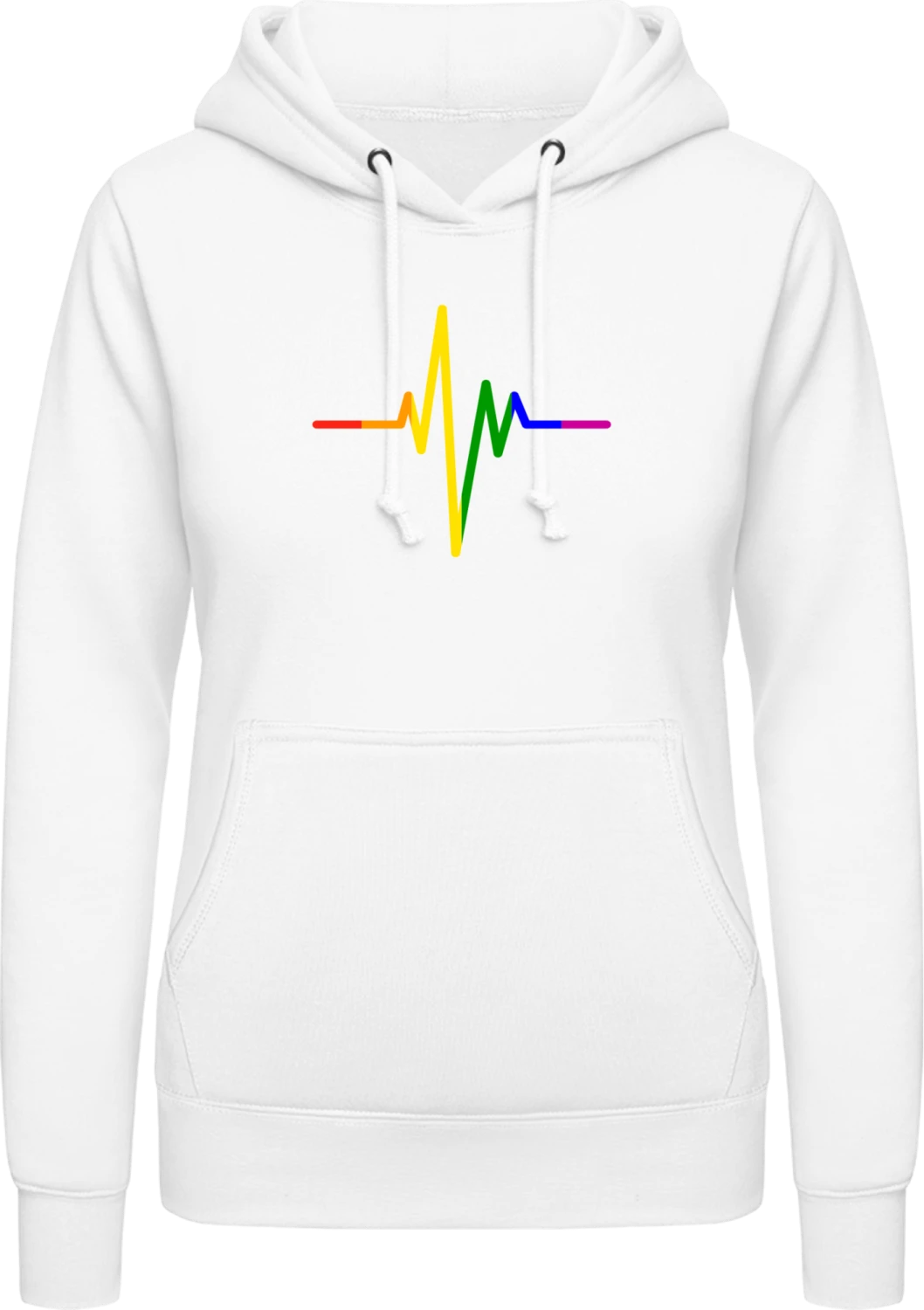 Rainbow Pulse - Arctic white AWDis ladies hoodie - Front