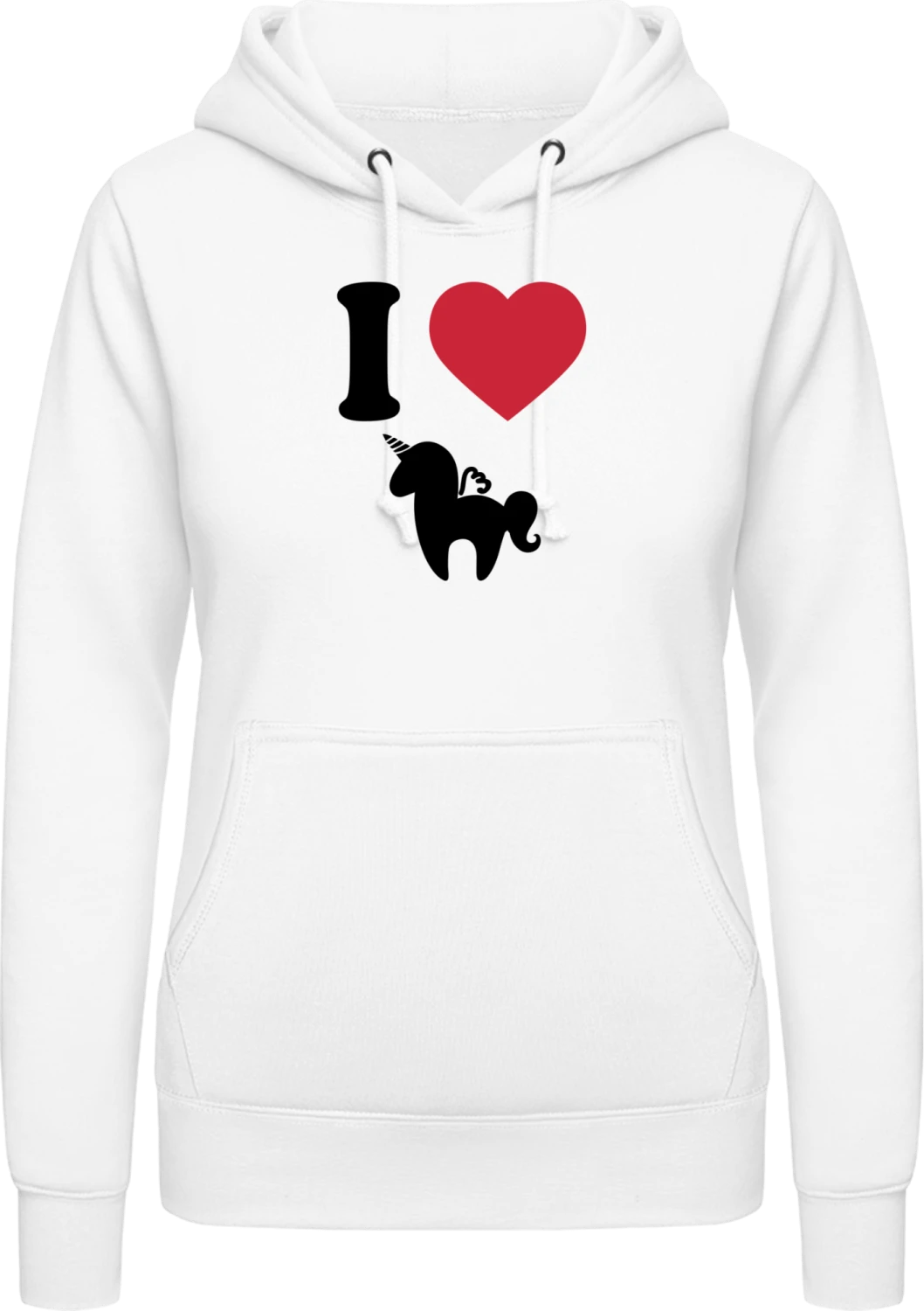 I Love Unicorns - Arctic white AWDis ladies hoodie - Front