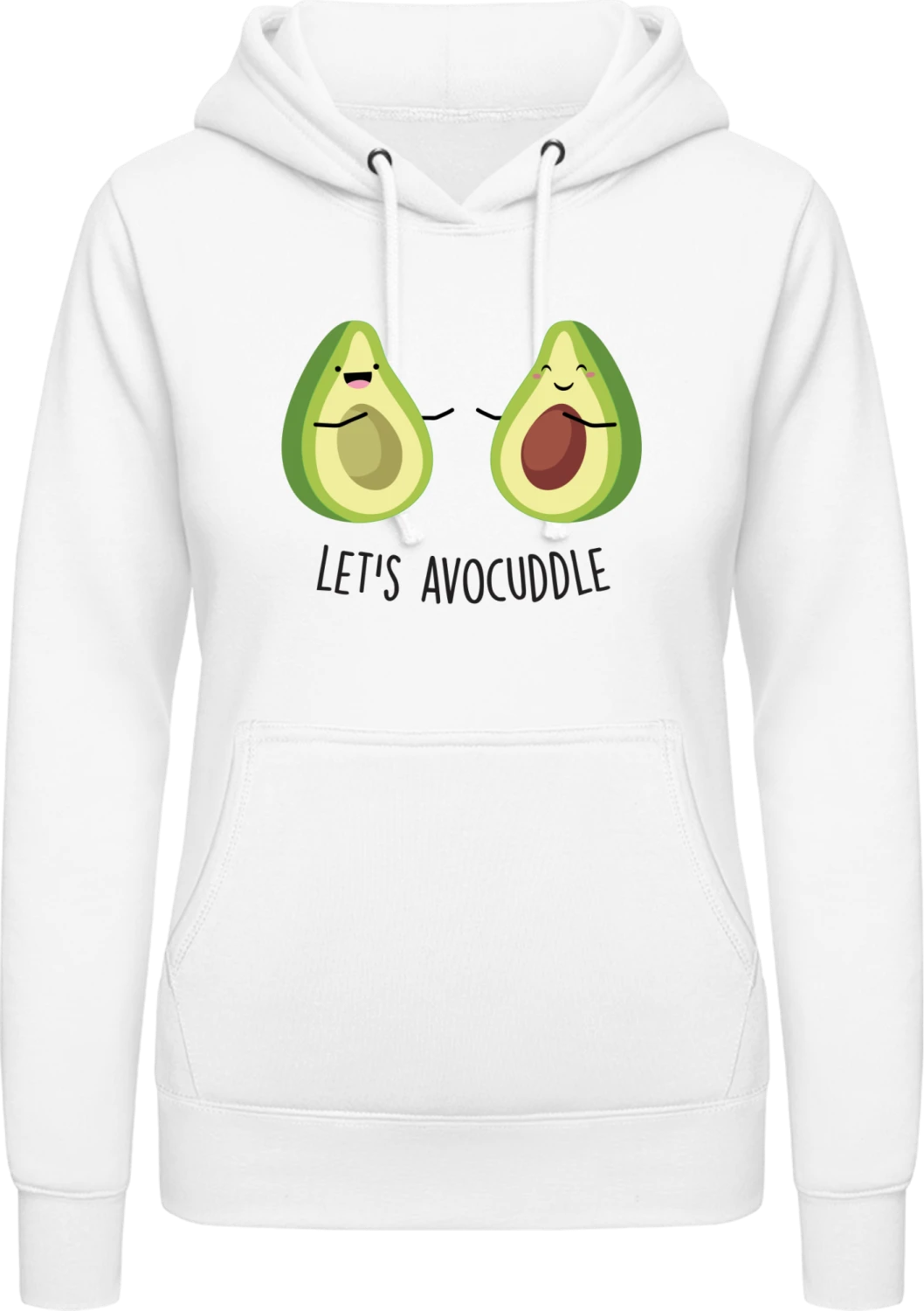 Let's Avocuddle - Arctic white AWDis ladies hoodie - Front