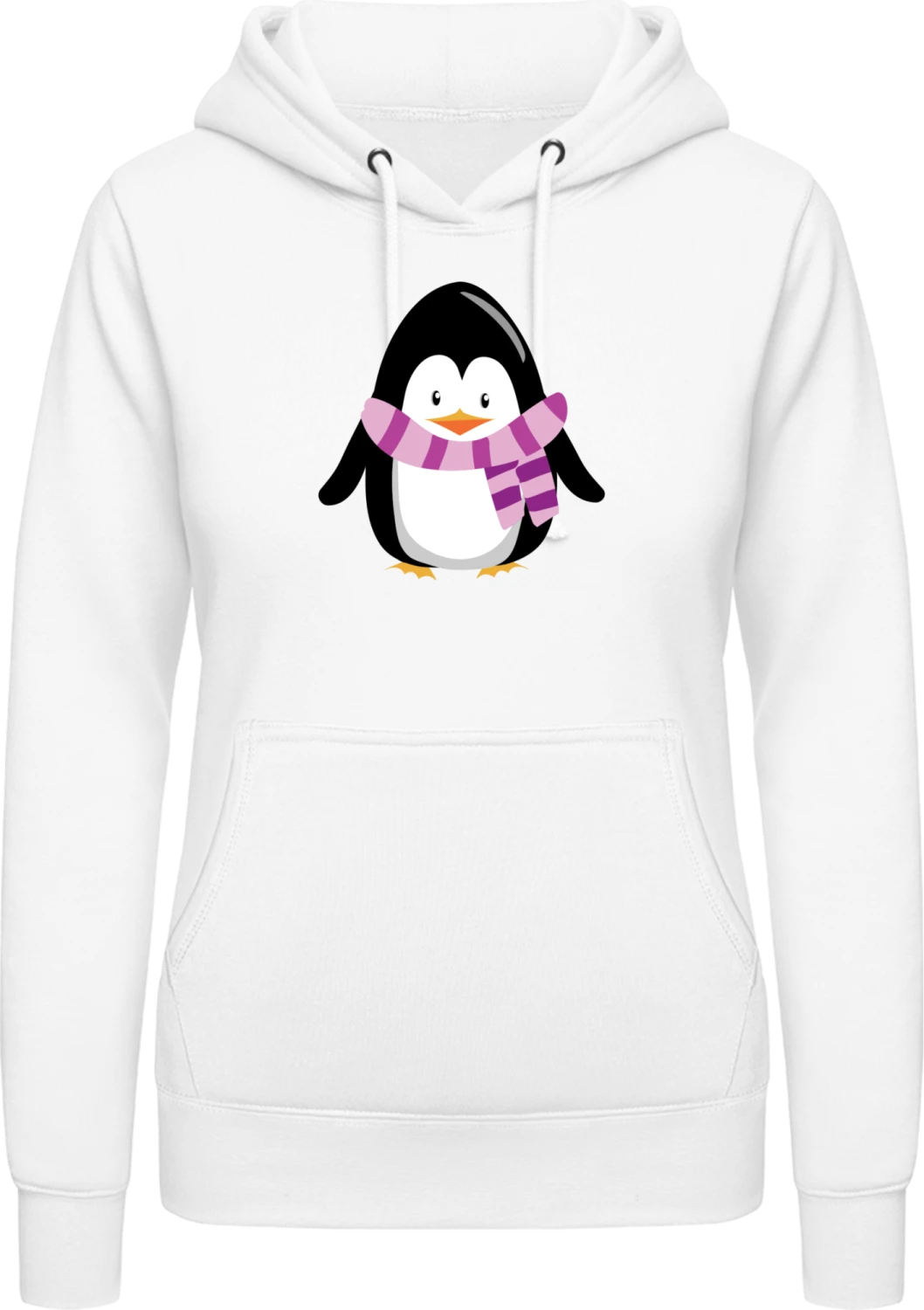 Penguin Freezing - Arctic white AWDis ladies hoodie - Front