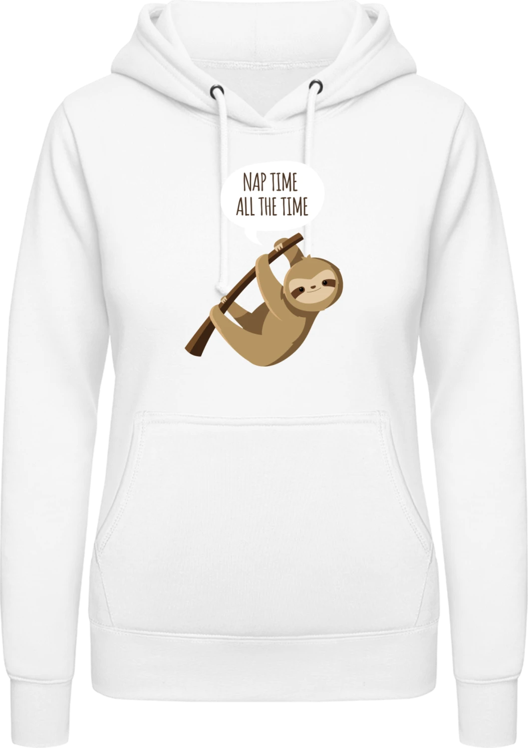 Nap Time All The Time - Arctic white AWDis ladies hoodie - Front