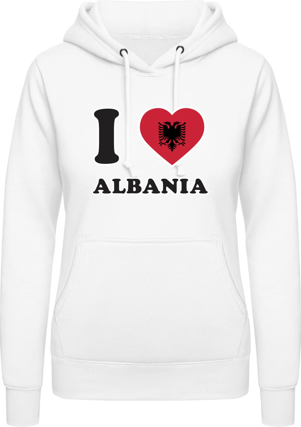 I Love Albania - Arctic white AWDis ladies hoodie - Front