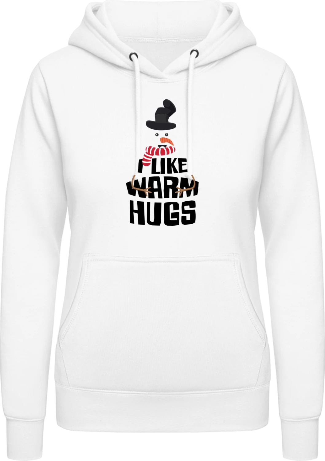 Warm Hugs - Arctic white AWDis ladies hoodie - Front